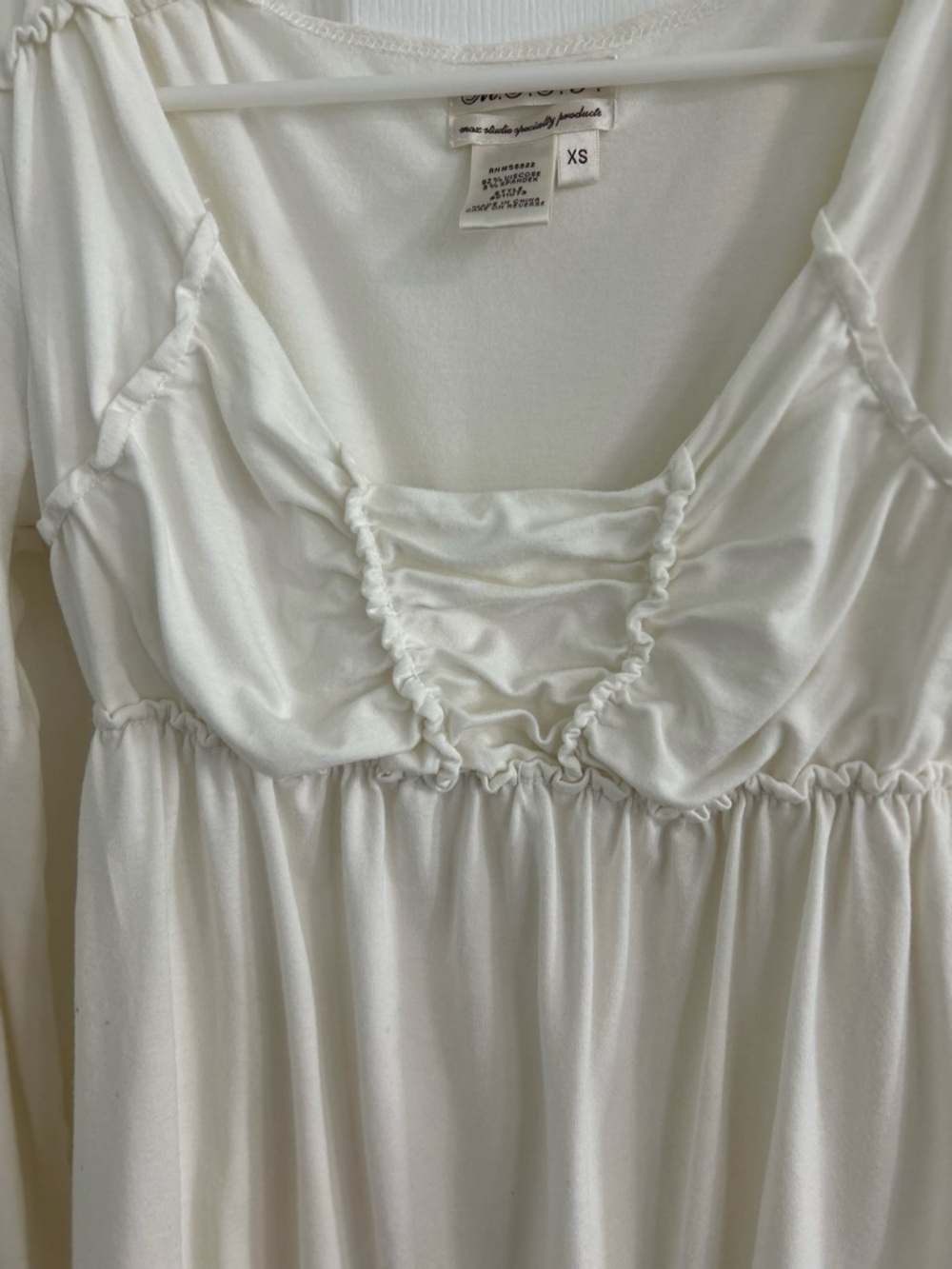 Max Studio Specialty Products White Ruched Neckline Tank Top